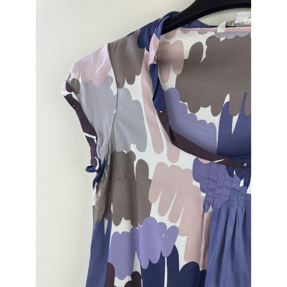 Boden Silk Blend Abstract Brushstroke Print Pleated Cap Sleeve Top Womens US 4 - Picture 5 of 12